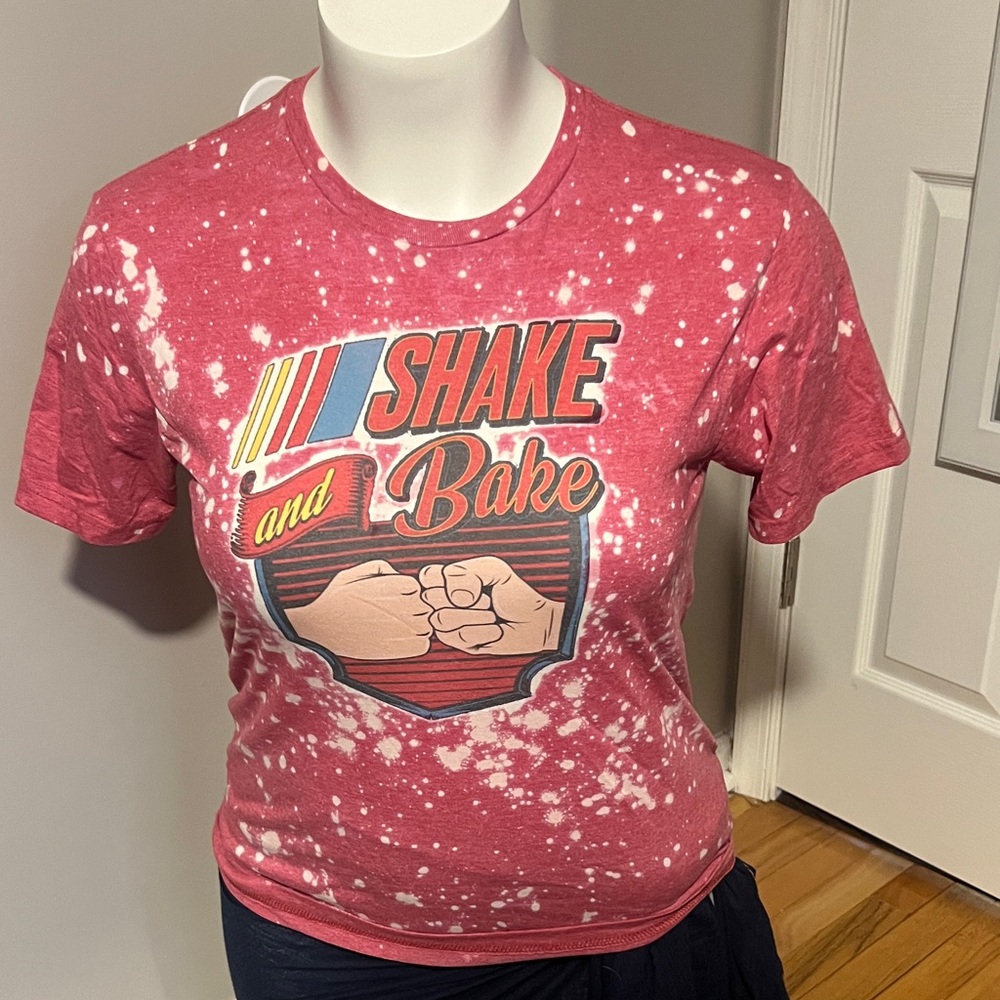 Shake and Bake Graphic Tee - Red Bleach Effect